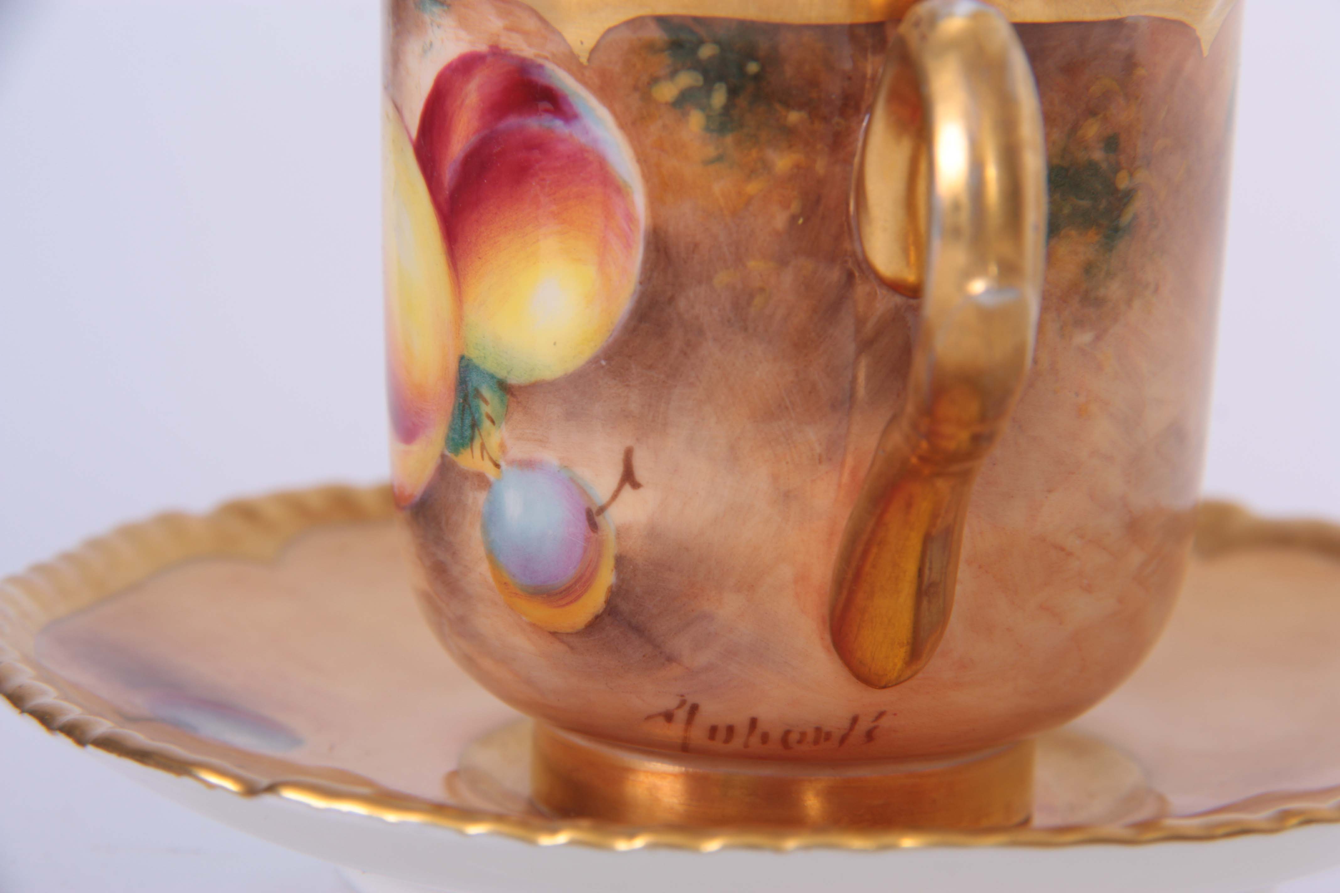 ROBERTS A ROYAL WORCESTER BLACK MARK CABINET CUP AND SAUCER richly gilt and painted with designs - Image 3 of 7