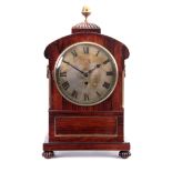 A ROSEWOOD CASED FUSEE BRACKET CLOCK having a gadrooned pediment with brass acorn finial above an 8"