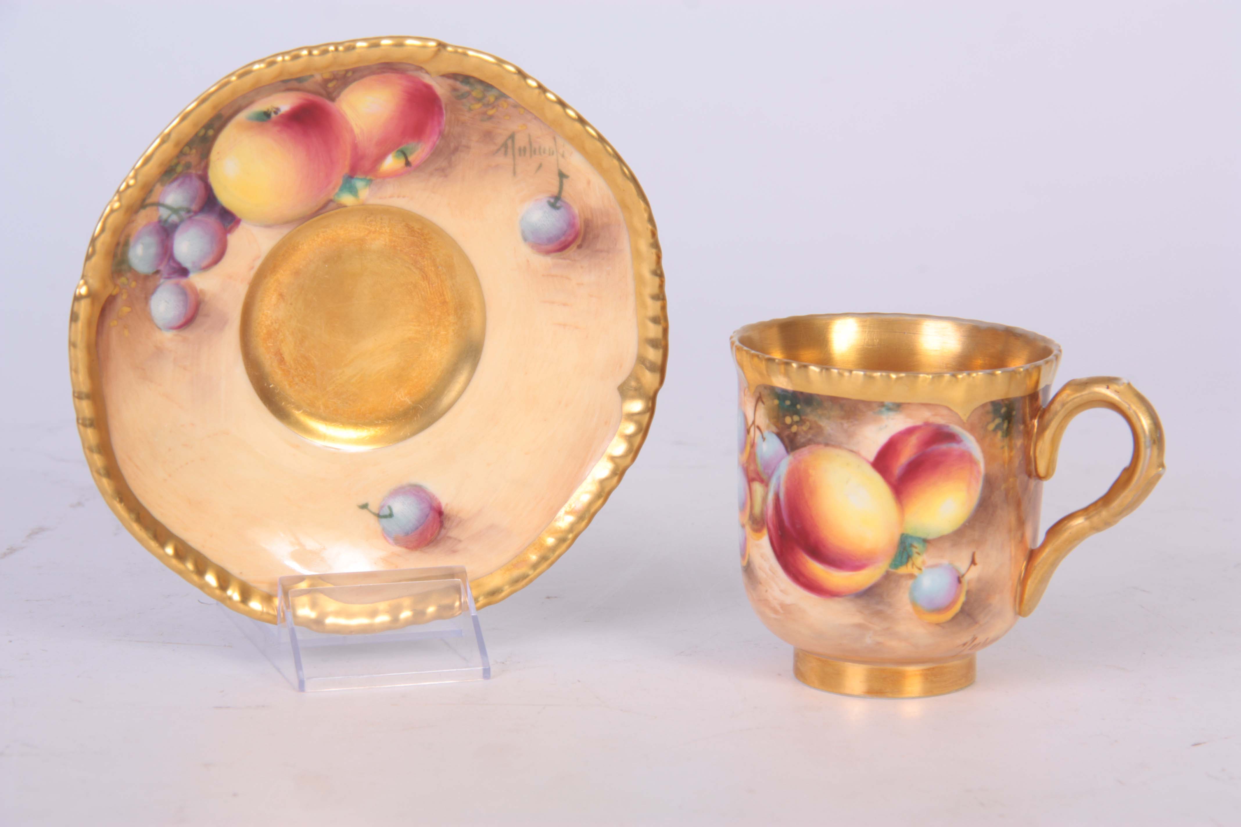 ROBERTS A ROYAL WORCESTER BLACK MARK CABINET CUP AND SAUCER richly gilt and painted with designs - Image 4 of 7