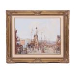 K. CHERRINGTON EARLY 20TH CENTURY WATERCOLOUR. A busy vintage dock scene 35cm high, 44cm wide -