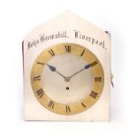 JOHN BROWNBILL, LIVERPOOL A 20TH CENTURY FUSEE WALL CLOCK with 11" silvered dial fronting an eight-
