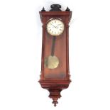 A 19TH CENTURY VIENNA STYLE WALL CLOCK the glazed rosewood case enclosing a 6" painted dial with