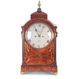 NOBLE, BATH A REGENCY FIGURED MAHOGANY STRIKING BRACKET CLOCK the case with brass inlaid