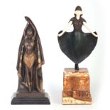AFTER D. H. CHIPARUS. TWO 20TH CENTURY MODERN ART DECO STYLE BRONZE FIGUREs OF A DANCERS - signed,