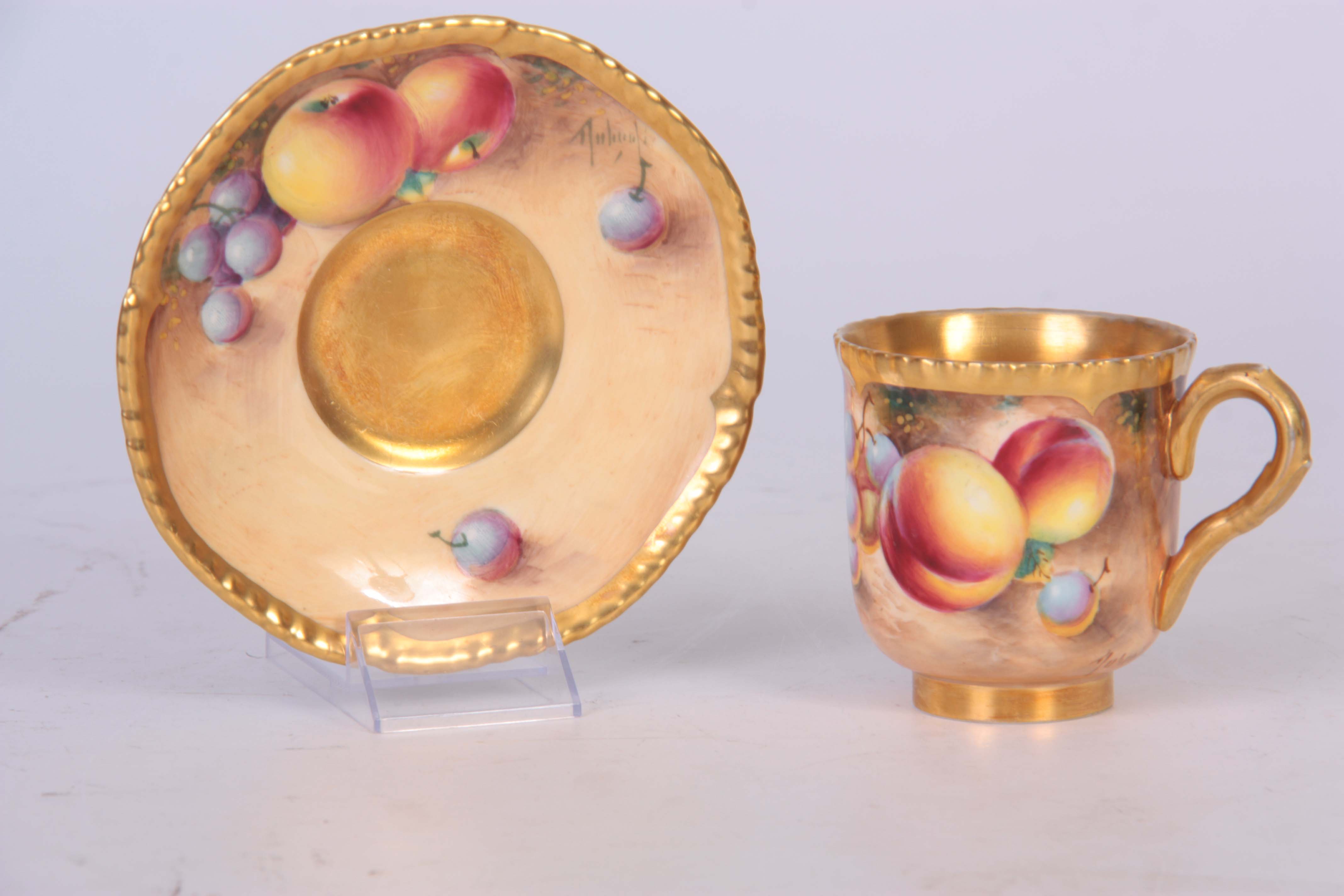 ROBERTS A ROYAL WORCESTER BLACK MARK CABINET CUP AND SAUCER richly gilt and painted with designs - Image 6 of 7