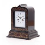 LEROY A PARIS A MID 19TH CENTURY FRENCH BRASS AND TORTOISESHELL INLAID MANTEL CLOCK the ebonised