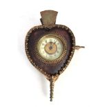 AN EARLY 20TH CENTURY HEART SHAPED MANTEL CLOCK with faux tortoiseshell and brass mounted case