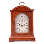 DENT, LONDON A SMALL LATE 19TH CENTURY DOUBLE FUSEE BRACKET CLOCK the walnut case with break arch