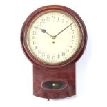 A LATE 19TH CENTURY MAHOGANY FUSEE WALL CLOCK WITH RARE 24-HOUR DIAL the case with figured