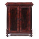 A 19TH CENTURY ROSEWOOD CONTINENTAL FOLIO CABINET with moulded top above outset corners and fluted