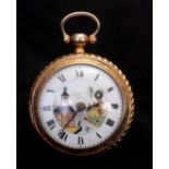 A FRENCH LATE 18TH CENTURY SILVER GILT OPEN FACED KEY WIND POCKET WATCH the circular white dial