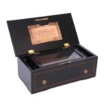 A LATE 19TH CENTURY SWISS FOUR AIRS MUSIC BOX BY FABRIQUE GENEVE. No. 23785 the rosewood lid with