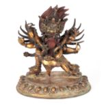 AN EARLY TIBETAN BRONZE MANDKESVARA YAB YUM BUDDHA depicting the deity Hevajra in his Capaladhara