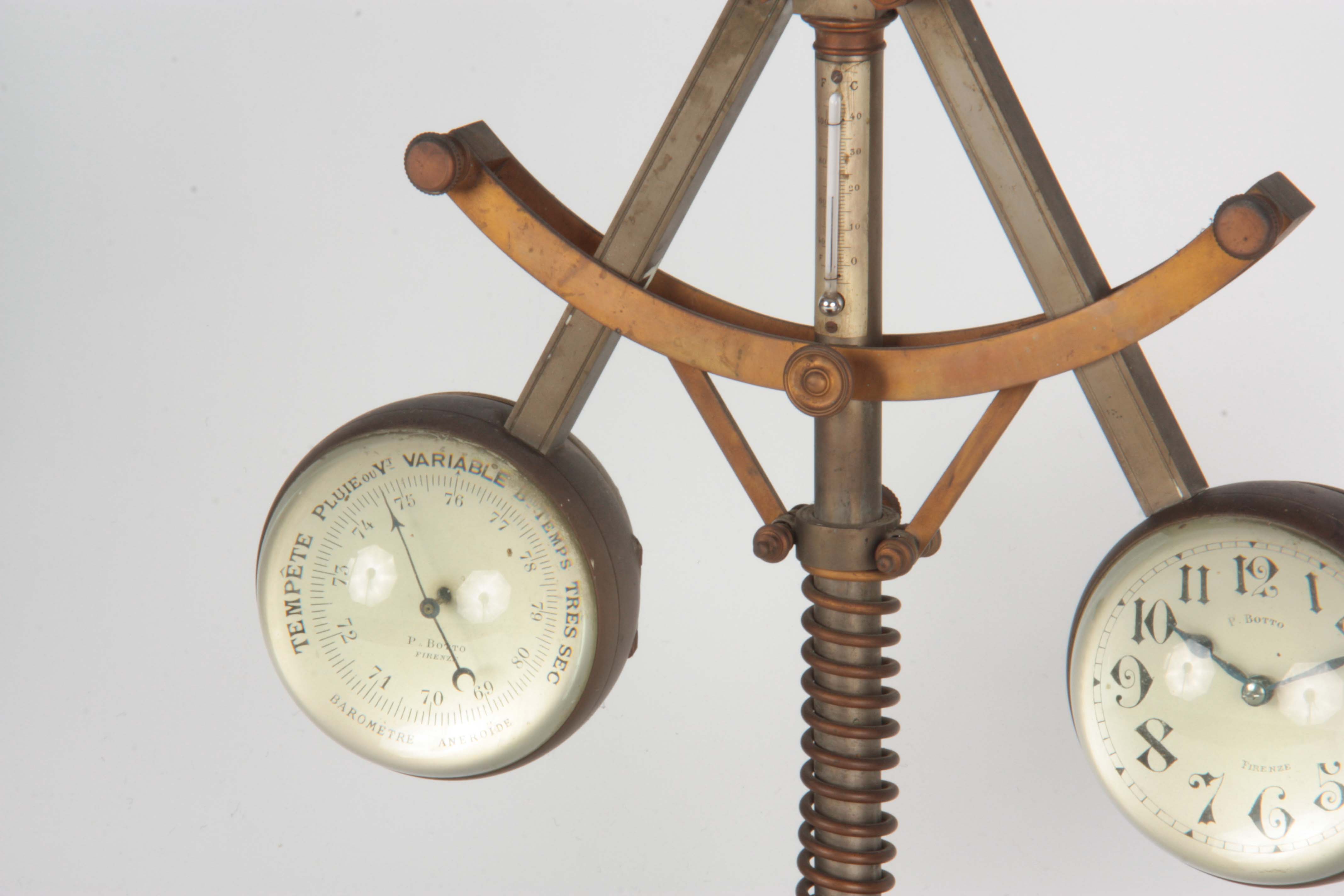 A LARGE LATE 19TH CENTURY FRENCH INDUSTRIAL CENTRIFUGAL GOVERNOR CLOCK/BAROMETER the brass - Image 3 of 8
