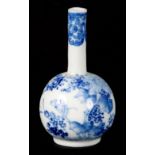 A 19TH CENTURY JAPANESE BLUE AND WHITE BOTTLE VASE with floral decoration 12cm high
