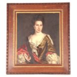 19TH CENTURY OIL ON CANVAS Depicting a Portrait of a young Miss Bridget Powell 76cm high 63cm wide -