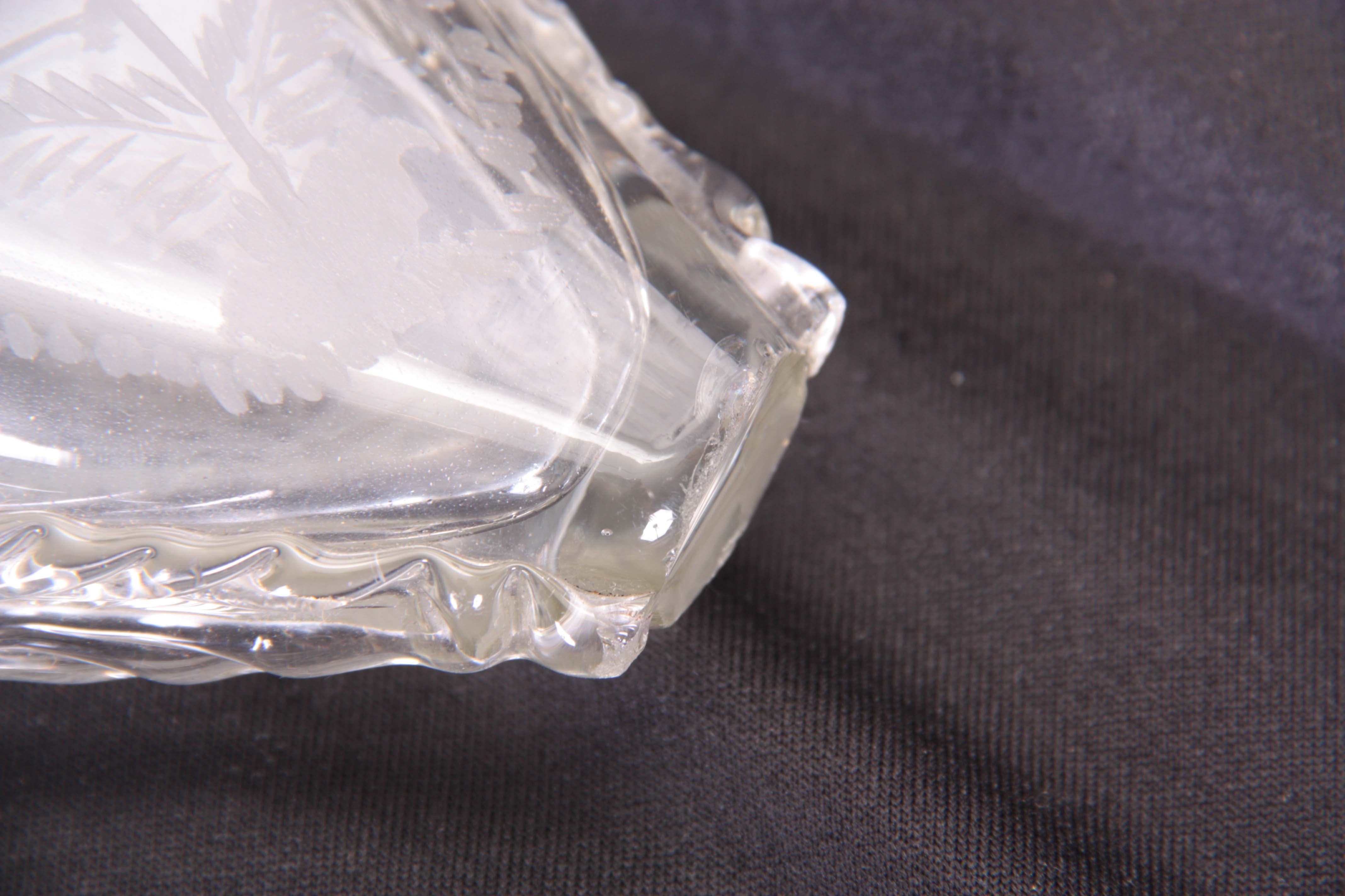 A 19TH CENTURY BOHEMIAN DOUBLE SIDED CLEAR GLASS GIMMEL FLASK of flattened tapering shouldered - Image 3 of 4