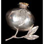 A SILVER POMEGRANATE 9cm overall - hallmark HN 830 approx 70.6g.