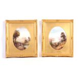 RAYMOND RUSHTON A FINE PAIR OF ROYAL WORCESTER GREEK AND TURKISH SCENES LARGE OVAL FRAMED