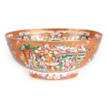 AN 18TH CENTURY CHINESE MANDARIN PATTERN DEEP BOWL finely decorated in gilt-edged coloured enamels