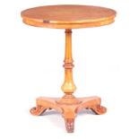 A MID 19TH CENTURY BIRDS EYE MAPLE GILLOWS STYLE CIRCULAR OCCASIONAL TABLE with inlaid banded top