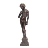 JAMES GRAY fl. 1893-1925. AN EARLY 20TH CENTURY SCOTTISH PATINATED BRONZE SCULPTURE modelled as a