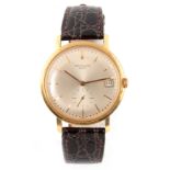 A GENTLEMANS VINTAGE 1960's 18CT GOLD PATEK PHILIPPE CALATRAVA WRIST WATCH REF. 3445 on crocodile