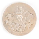 A CASED SOCIETE CANINE 2ND PRIZE SILVER PLATED BRONZE MEDAL BY L CARIAT cast with various dogs to