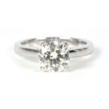 A LADIES 18CT WHITE GOLD DIAMOND SOLITAIRE RING 1.5ct diamond, VVS2, colour H-I, ring size L.