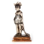 ALEXANDRE KELETY 1918-1940. AN ART DECO SILVERED AND PATINATED BRONZE SCULPTURE modelled as a