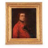EARLY 19TH CENTURY OIL ON CANVAS Portrait of a British officer 34.5cm high 28.5cm wide - unsigned