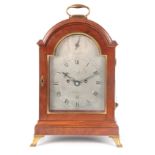 WRIGHT, LONDON A LATE 18TH CENTURY MAHOGANY VERGE BRACKET CLOCK the 7" silvered dial with Roman