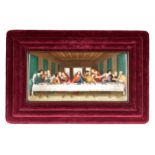 A LATE 19TH CENTURY GERMAN PORCELAIN PLAQUE painted with a version of the Last Supper by Franz Till,