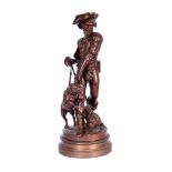 HENRI HONORE PLE 1853 - 1922 AN IMPRESSIVE FRENCH BRONZE SCULPTURE 'Huntsman with Dogs' signed and
