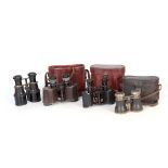 A PAIR OF ROSS LONDON BINOCULARS No. 67385 - fitted leather case, ANOTHER PAIR STAMPED AFSA PARIS