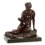 ARNOLD KATSCH 1861-1928. A GERMAN ART NOUVEAU PATINATED BRONZE NUDE FIGURE modelled as Psyche