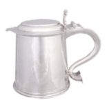 A FINE GEORGE V QUEEN ANNE STYLE QUART SILVER TANKARD of plain slightly planished form with