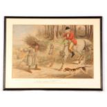 JOHN LEECH AN ORIGINAL HUNTING SCENE WATERCOLOUR titled 'A CAPITAL FINISH' handwritten signature and