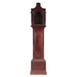 A GEORGE III FIGURED MAHOGANY LONDON LONGCASE CLOCK CASE ONLY with pagoda top above a glazed door