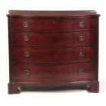 A GEORGE III MAHOGANY SERPENTINE CHEST OF DRAWERS IN THE MANNER OF GILLOWS with boxwood inlaid top