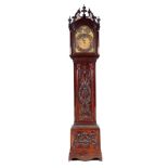 A LATE 19TH CENTURY QUARTER STRIKING CARVED MAHOGANY LONGCASE CLOCK the 18th Century case with later