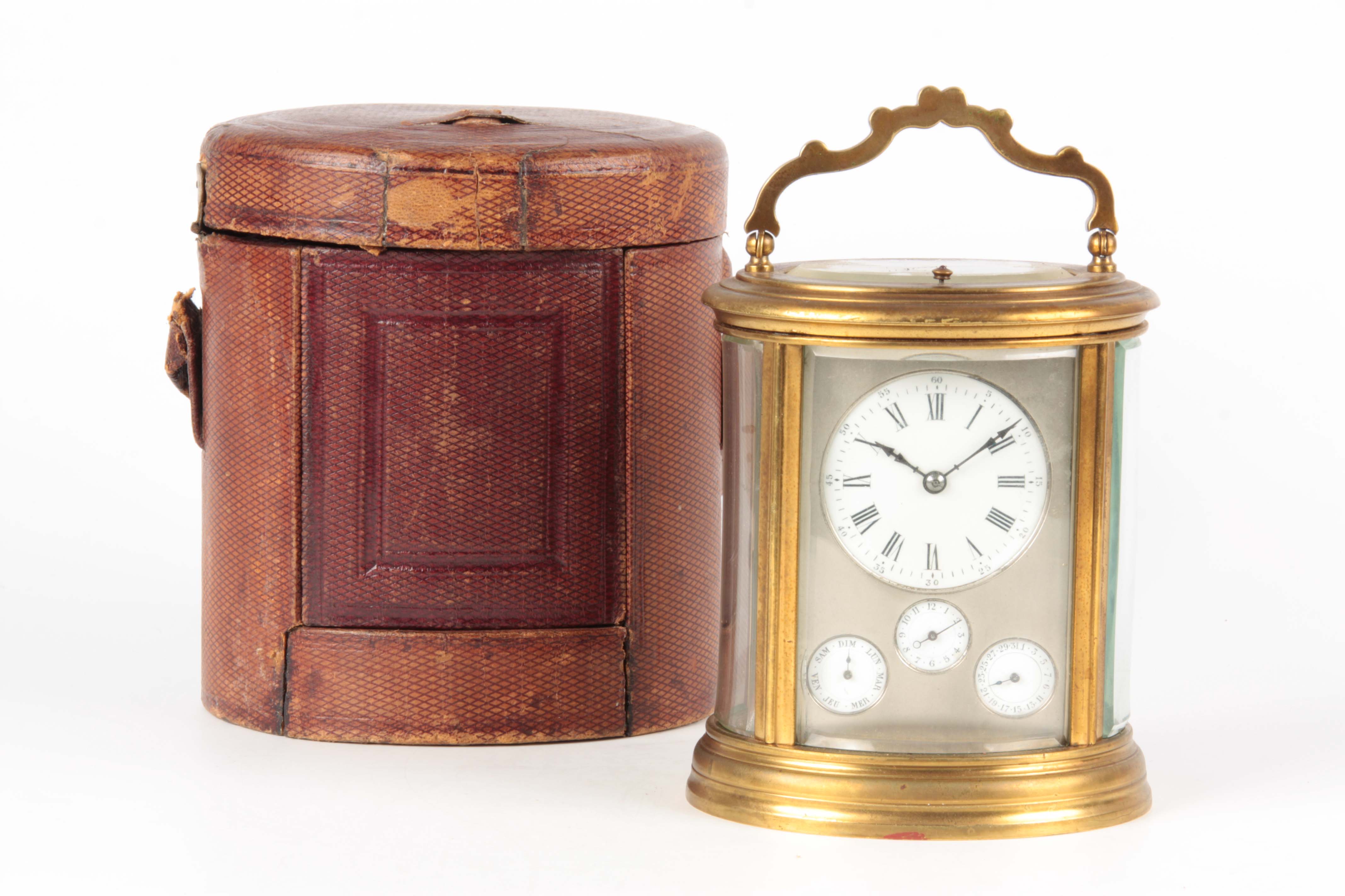 A LARGE LATE 19TH CENTURY FRENCH OVAL CASED REPEATING GRAND SONNERIE CARRIAGE CLOCK WITH CALENDAR - Image 3 of 12