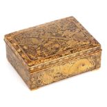 A MEIJI PERIOD JAPANESE GILT LACQUERED BRONZE BOX with hinged lid depicting birds amongst