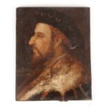 AN INTERESTING EARLY OIL ON BOARD SPANISH OLD MASTER PORTRAIT OF ANTONIO DI LEVA, Duke of Terranova