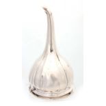 AN EARLY VICTORIAN SILVER WINE FUNNEL OF GENEROUS SIZE of typical form with panelled body and