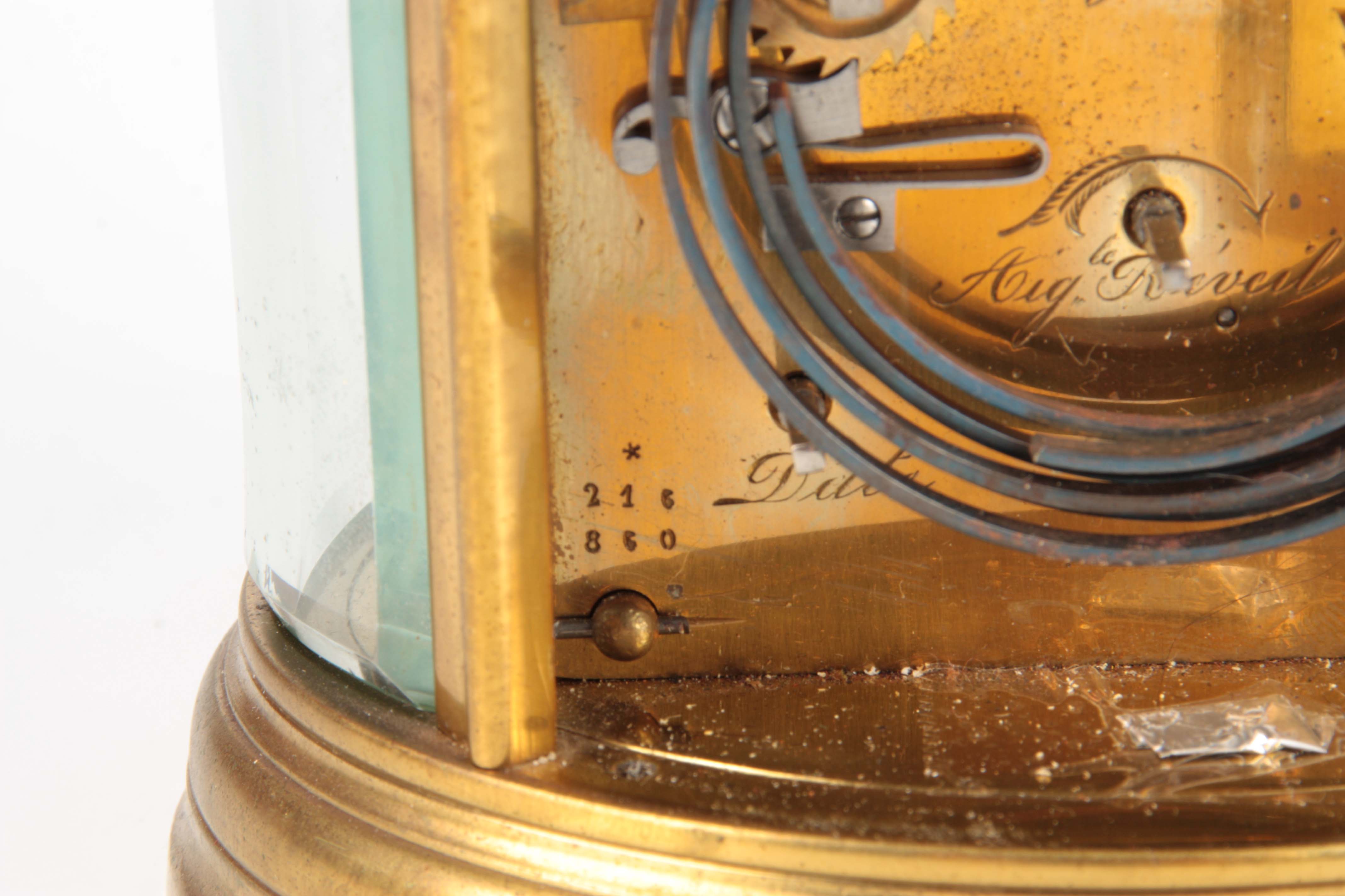 A LARGE LATE 19TH CENTURY FRENCH OVAL CASED REPEATING GRAND SONNERIE CARRIAGE CLOCK WITH CALENDAR - Image 8 of 12