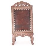 A LATE 19TH CENTURY ANGLO-INDIAN HARDWOOD AND IVORY EASEL MIRROR inlaid with scrolling leaves and