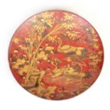 AN UNUSUAL LATE 19TH CENTURY JAPANESE LACQUERWORK ON PORCELAIN LARGE SHALLOW DISH red ground with