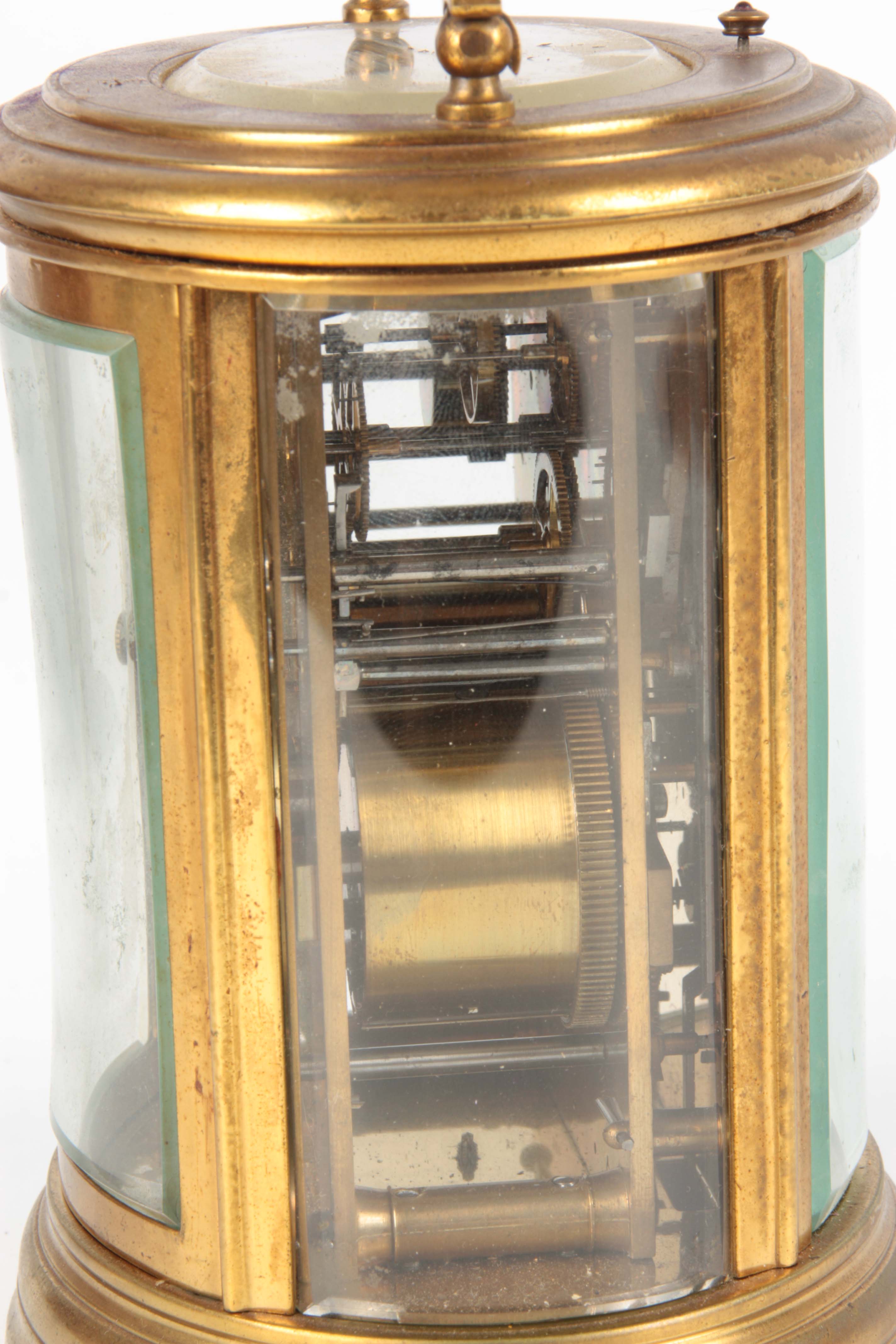 A LARGE LATE 19TH CENTURY FRENCH OVAL CASED REPEATING GRAND SONNERIE CARRIAGE CLOCK WITH CALENDAR - Image 9 of 12