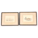 B. FENNING A PAIR OF 19TH CENTURY PENCIL AND WATERCOLOURS Sporting scene with hunter loading his